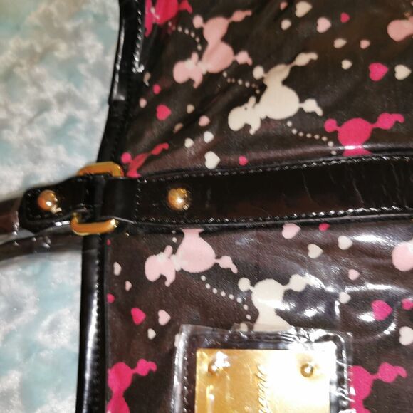 Jesus Diamante Poodle Print Hime Gyaru Gal Style Large Black Tote Bag Rare Y2K - Picture 10 of 12